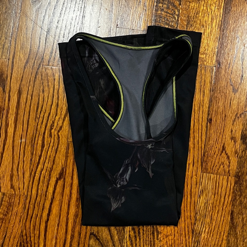 Women’s Lululemon Cool Racerback Tank Black with Floral Design - Size 4